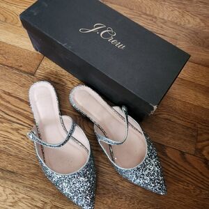 J. Crew Silver Glitter Flats